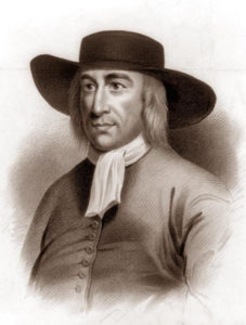 Artist's depiction of George Fox in traditional simple clothes.  