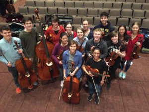 Chamber Orchestra Club members with their instruments