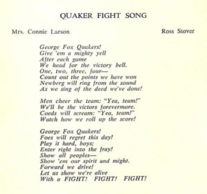 The Quaker Fight Song as published in the GFC 1957 Student Handbook.