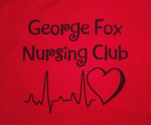 George Fox Nursing Club.  Heartbeat and heart image.  