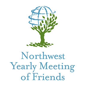 Logo of blue globe and green tree for Northwest Yearly Meeting of Friends. 